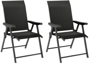 Set of Two Folding Outdoor Chairs - Black