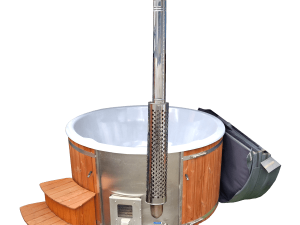 Equinox Hot Tub Elite Wood Fire Spa White / Wood off grid NO ELECTRICS