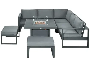 6-Piece Aluminium Garden Furniture Set with Fire Pit Table