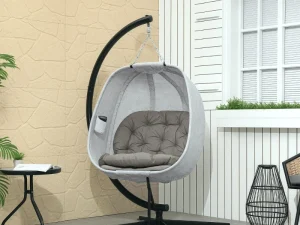 Hanging Egg Chair Outdoor Indoor Garden Swing Chair with Folding Basket
