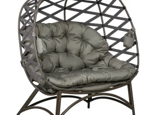 2 Seater Egg Chair Outdoor, Folding Weave Garden Furniture Chair with Cushion