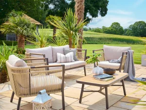 Bali 4-Piece Lounge Set – 2-Seater Sofa, 2 Armchairs & Rectangular Coffee Table